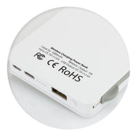 White wireless charging power bank with charging cable on a white background. Brand Knew Promotional Power Banks Australia.