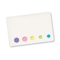 Set of colorful dots on a white card with a white background