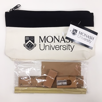 Canvas Pencil Case With Bamboo Stationery Set