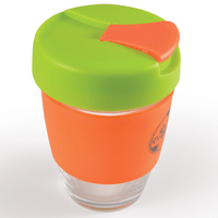 Flip Lid Glass Cup | Custom Branded | Promotional Reusable Cup | BRAND KNEW PROMOTIONAL PRODUCTS