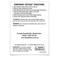 Large Temp Tattoos | Custom Branded | Promotional Tattoo | BRAND KNEW PROMOTIONAL PRODUCTS