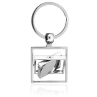 Metal Square Spinner Key Ring