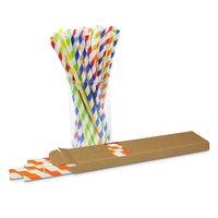 Drinking Paper Straws in Cardboard Box
