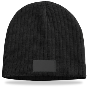 Cable Knit Beanie with Patch
