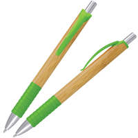 Two bamboo pens with green accents on a white background
